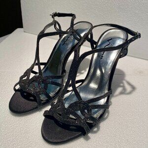 Touch of Nina Elegant Shimmer High Heel Slingback Black Size 9